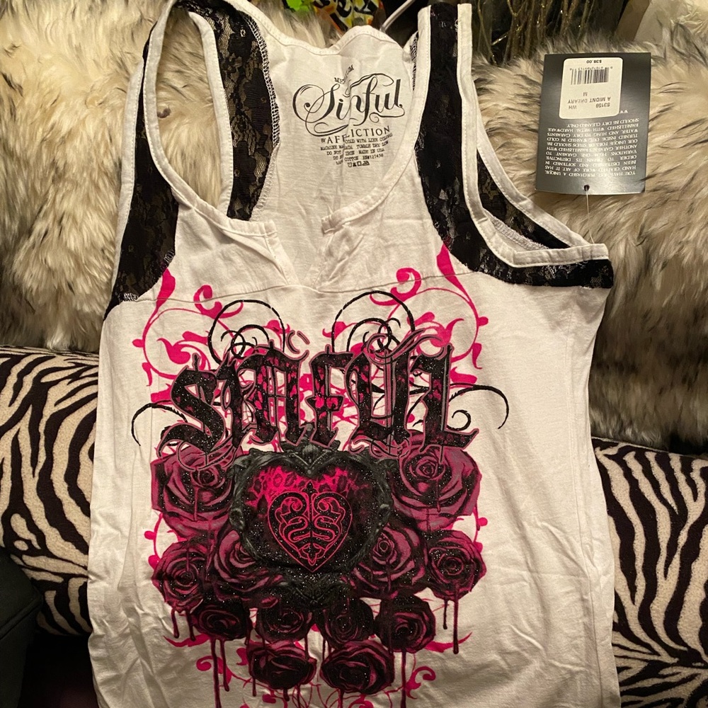 Sinful tank. New with tags with lace detail